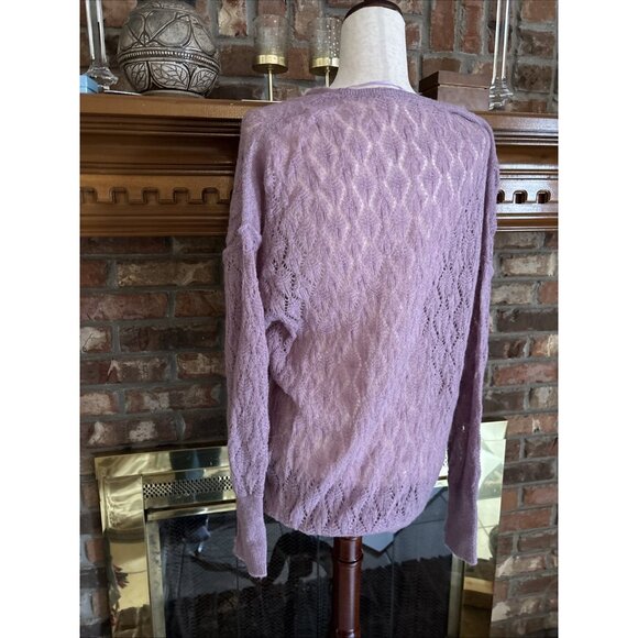 Free People Lofty Oversized V Neck Alpaca Blend Sweater Lilac Purple Women Small - Picture 3 of 7
